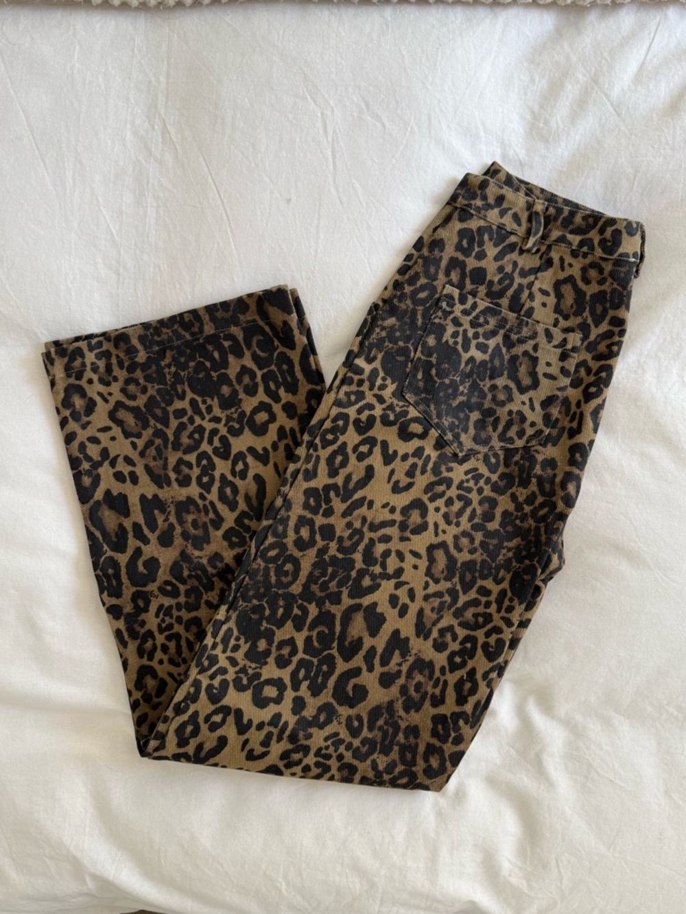 High-Rise Leopard Print Wide-Leg Jeans in Brown/Black